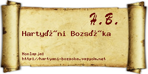 Hartyáni Bozsóka névjegykártya